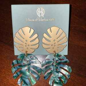 House of Harlow 1960 Palm Leaf Earrings 2.5 inches